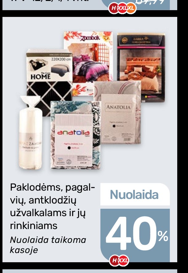 Paklodėms, pagalvių, antklodžių užvalkalams ir jų rinkiniams