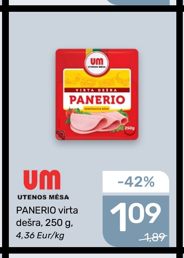 PANERIO virta dešra UTENOS MĖSA, 250 g
