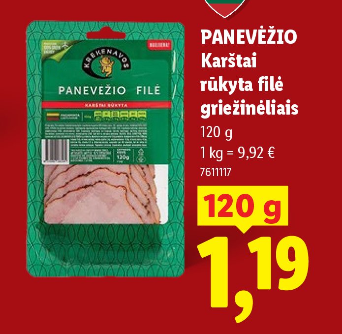 PANEVĖŽIO Karštai rūkyta filė griežinėliais, 120 g