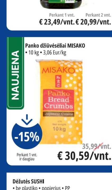 Panko džiūvėsėliai MISAKO, 10 kg