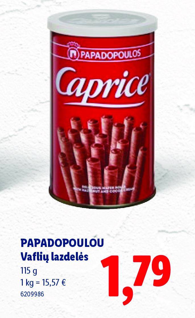 PAPADOPOULOU Vaflių lazdelės, 115 g