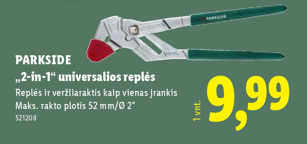 PARKSIDE „2-in-1“ universalios replės, 52 mm