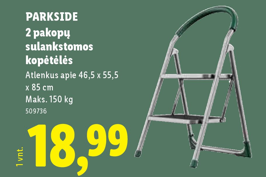 PARKSIDE 2 pakopų sulankstomos kopėtėlės, 150 kg