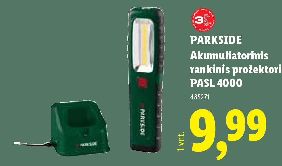 PARKSIDE Akumuliatorinis rankinis prožektorius PASL 4000