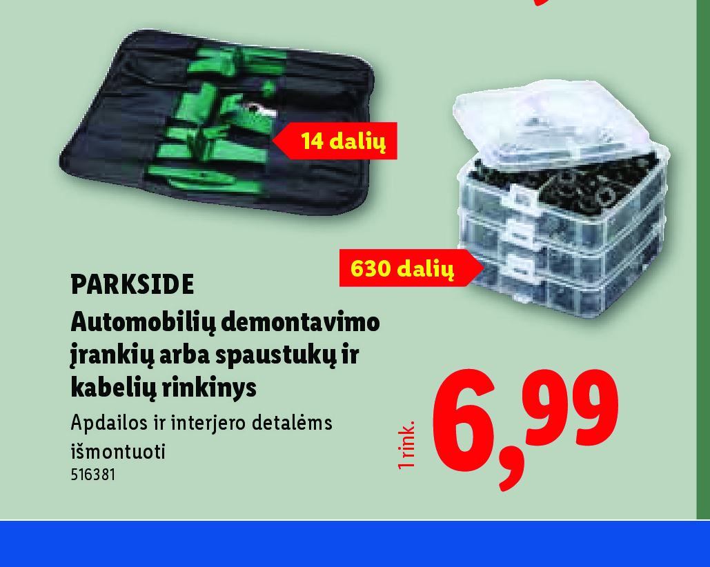 PARKSIDE Automobilių demontavimo įrankių arba spaustukų ir kabelių rinkinys