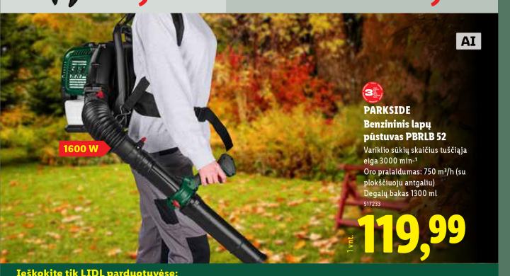 PARKSIDE Benzininis lapų pūstuvas PBRLB 52