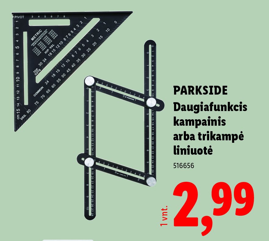 PARKSIDE Daugiafunkcis kampainis arba trikampė liniuotė