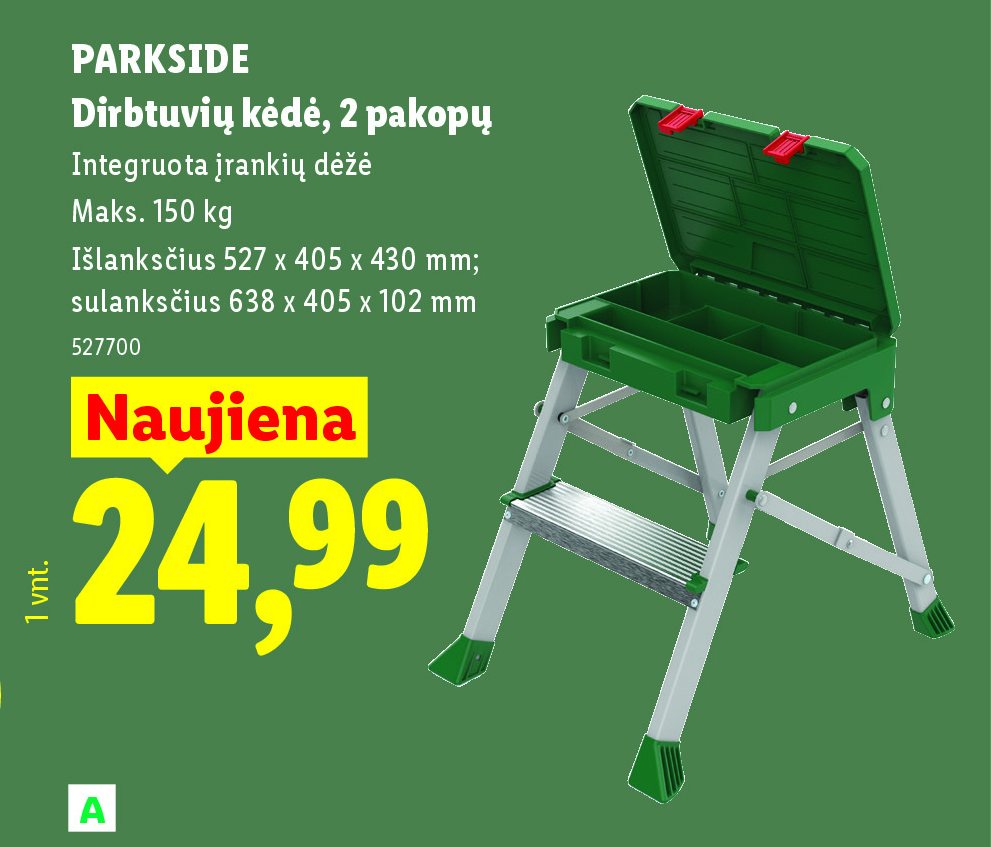 PARKSIDE Dirbtuvių kėdė, 2 pakopų
