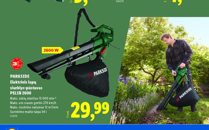 PARKSIDE Elektrinis lapų siurblys-pūstuvas PELSB 2600