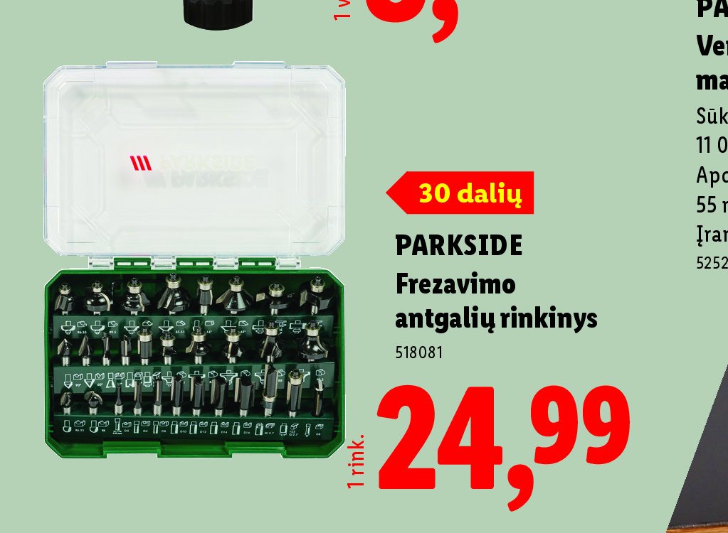 PARKSIDE Frezavimo antgalių rinkinys
