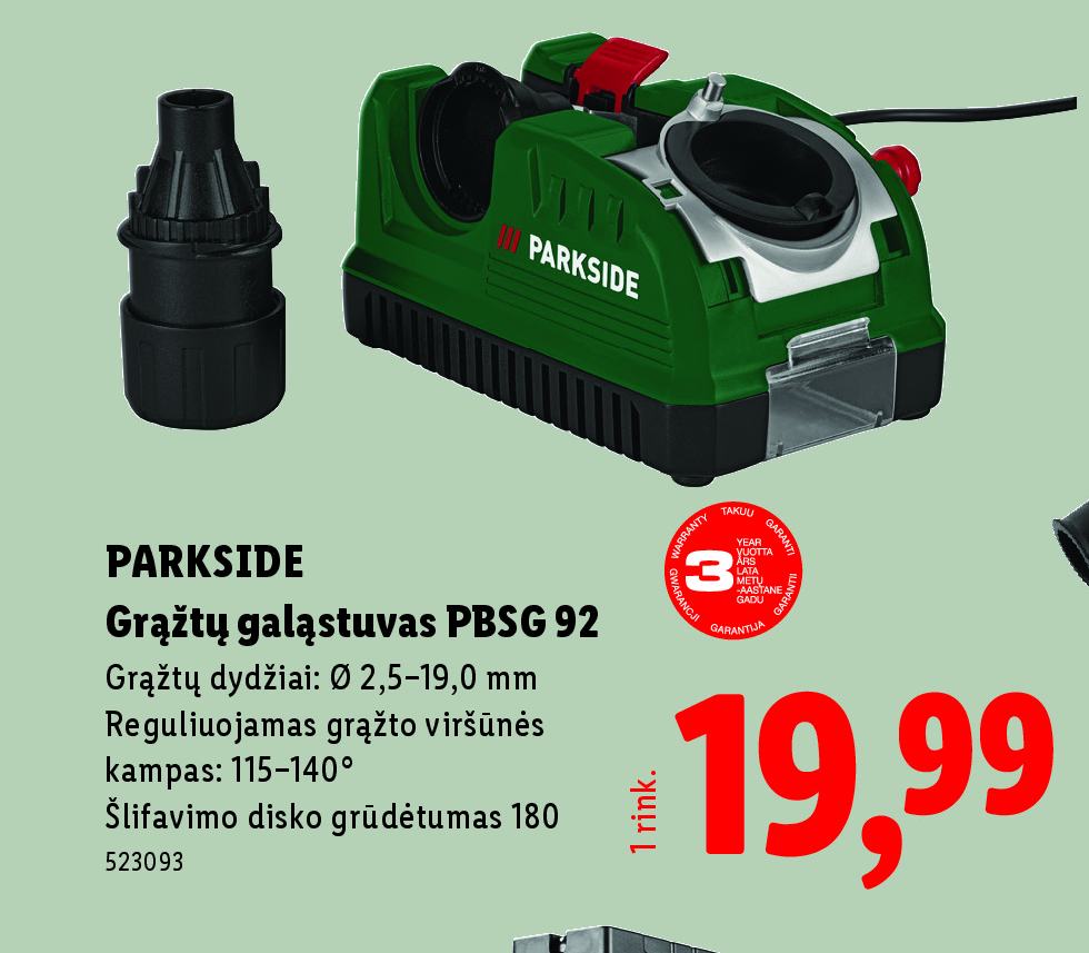 PARKSIDE Grąžtų galąstuvas PBSG 95, 19.0 mm