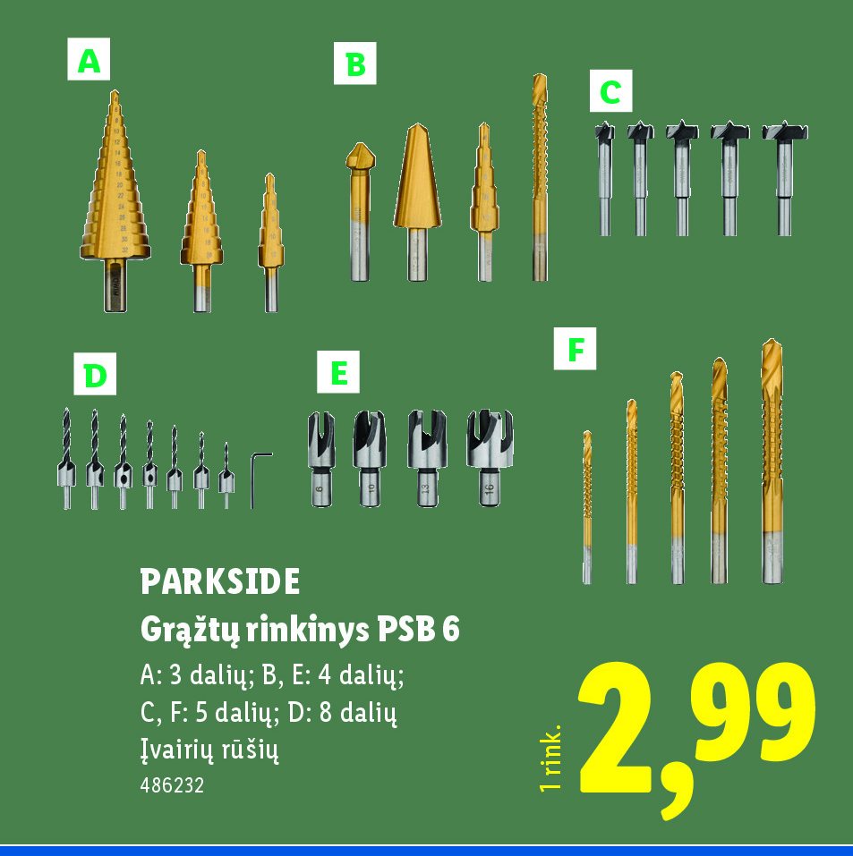 PARKSIDE Grąžtų rinkinys PSB 6