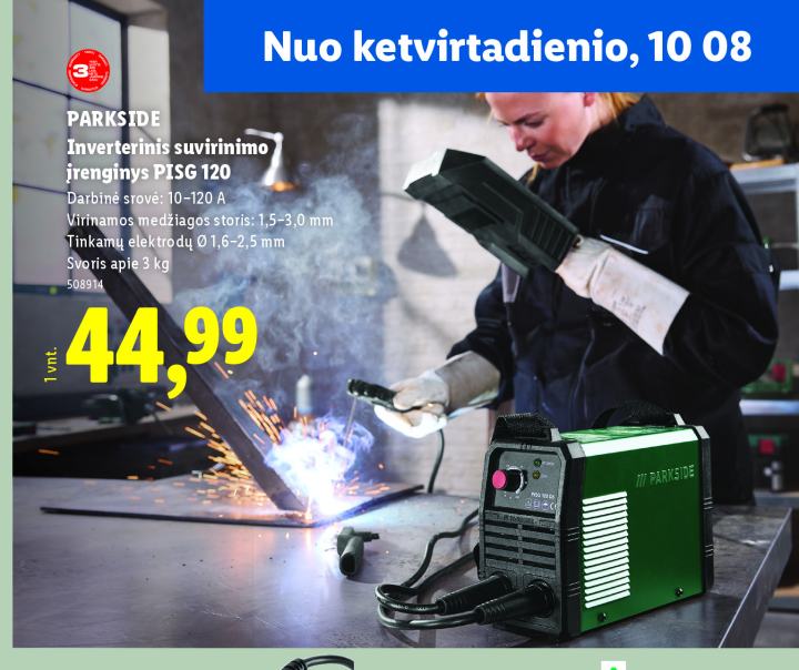 PARKSIDE Inverterinis suvirinimo įrenginys PISG 120, 3.0 mm