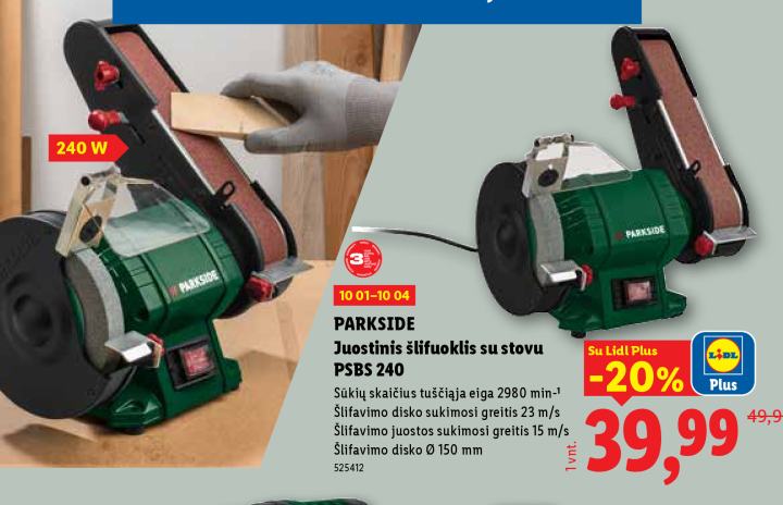 PARKSIDE Juostinis šlifuoklis su stovu PSBS 240