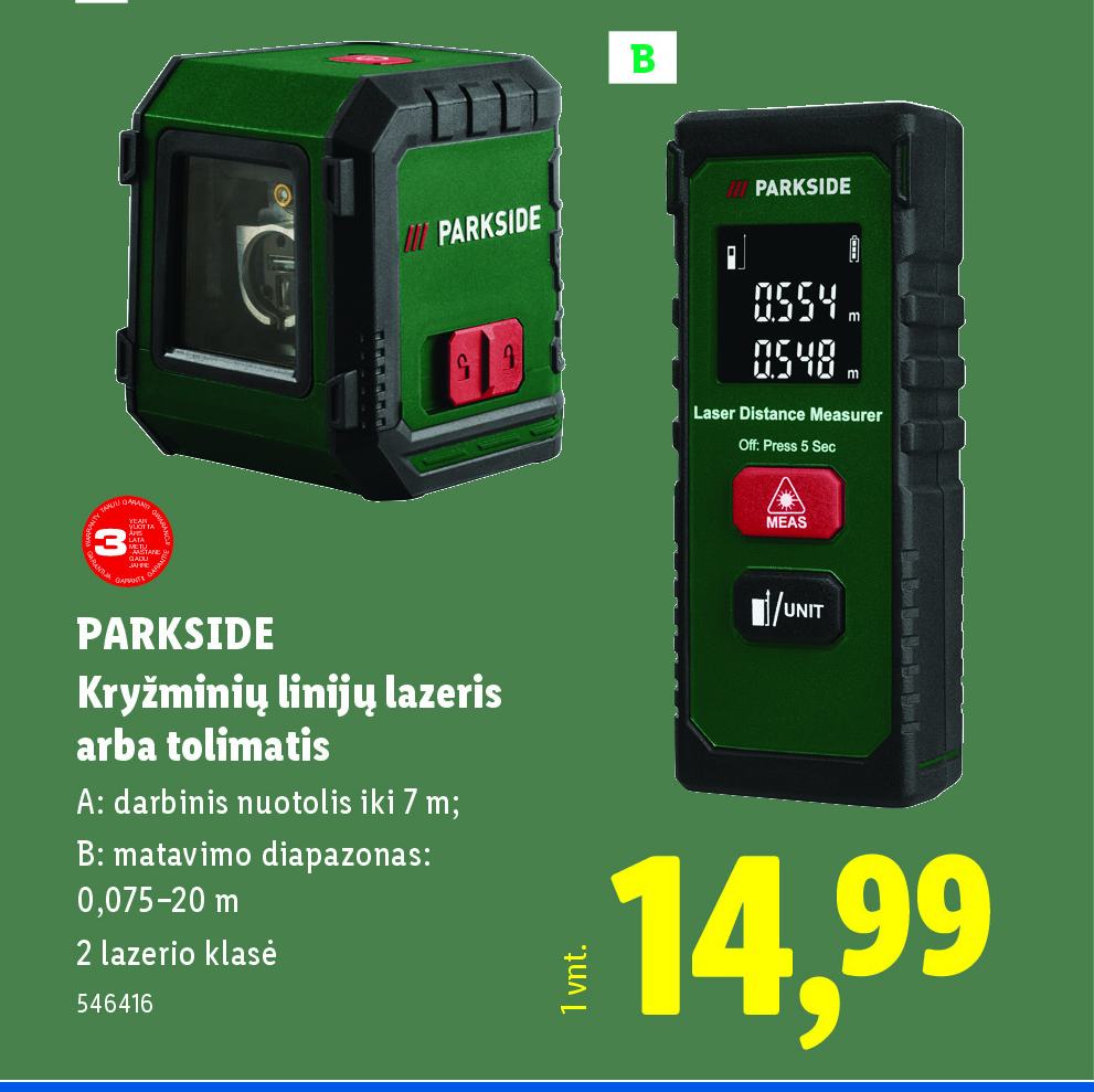PARKSIDE Kryžminių linijų lazeris arba tolimatis