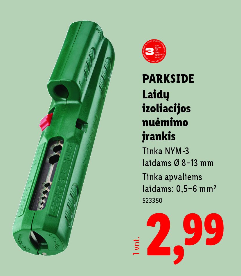 PARKSIDE Laidų izoliacijos nuėmimo įrankis