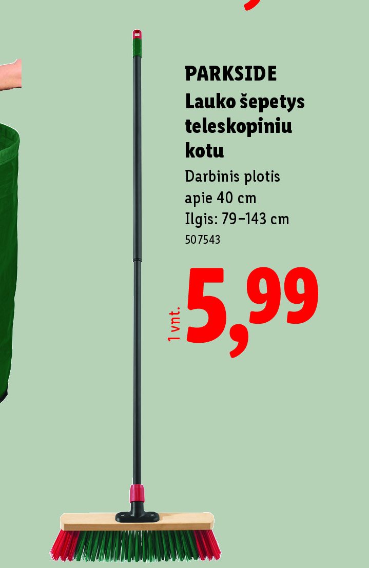 PARKSIDE Lauko šepetys teleskopiniu kotu, 143 cm