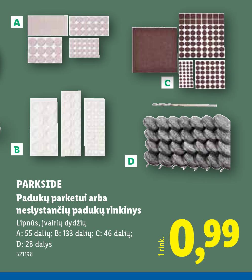 PARKSIDE Padukų parketui arba neslystančių padukų rinkinys