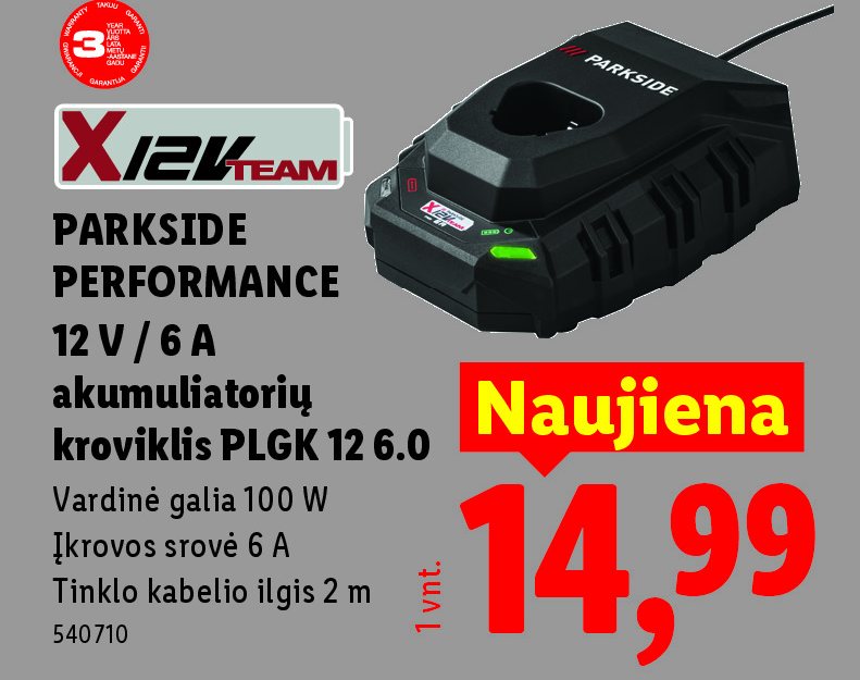 PARKSIDE PERFORMANCE 12 V / 6 A akumuliatorių kroviklis PLGK 12 6.0