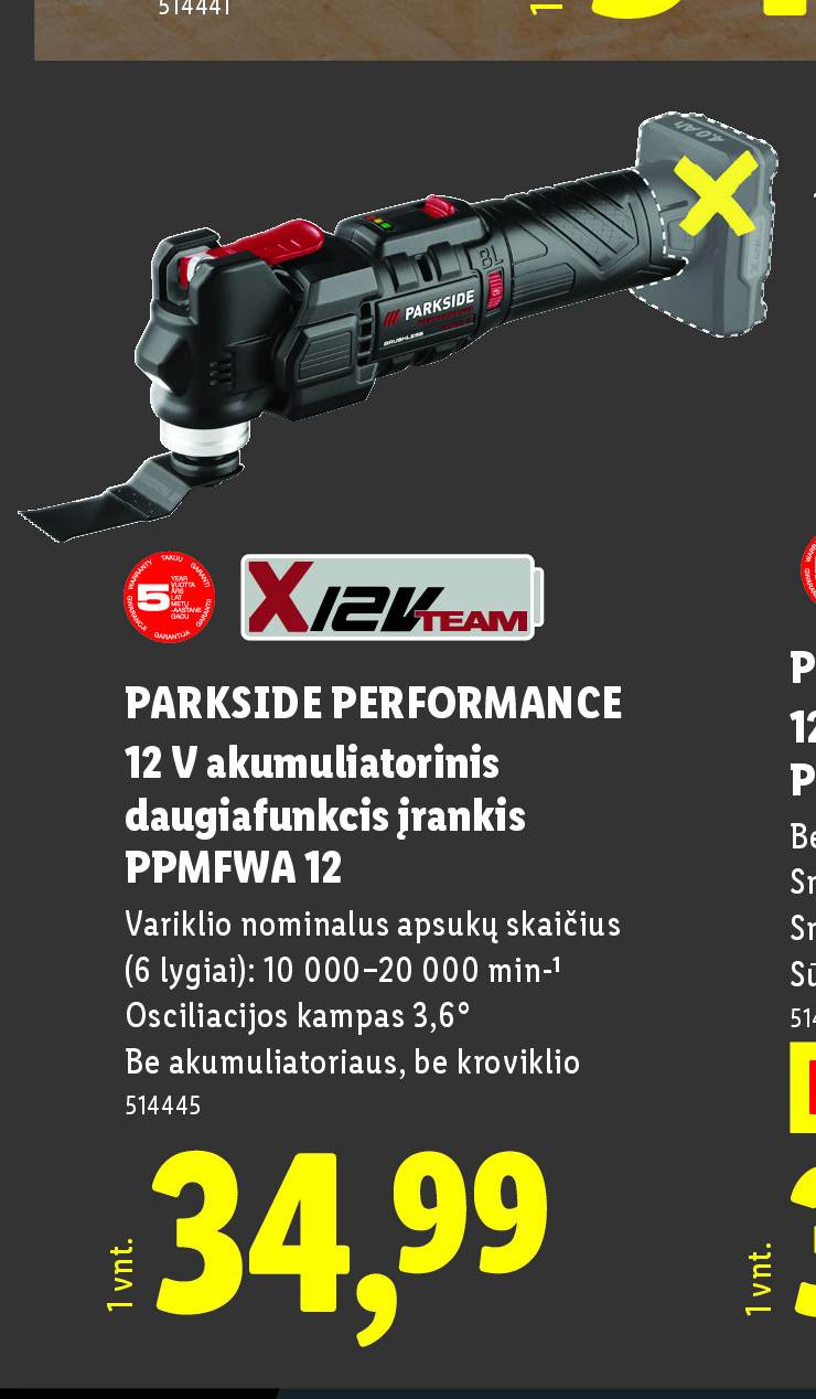 PARKSIDE PERFORMANCE 12 V akumuliatorinis daugiafunkcis įrankis PPMFWA 12