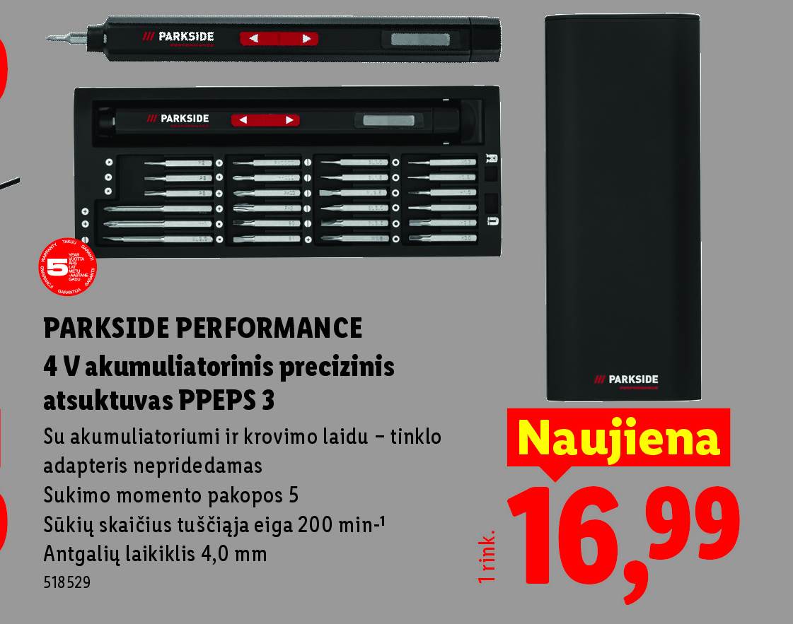 PARKSIDE PERFORMANCE 4 V akumuliatorinis precizinis atsuktuvas PPEPS 3