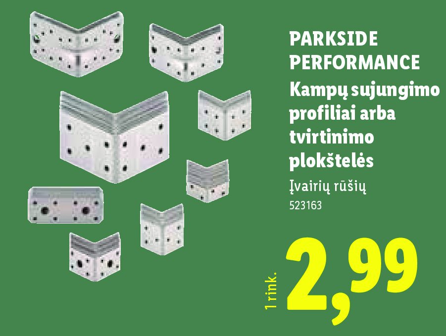 PARKSIDE PERFORMANCE Kampų sujungimo profiliai arba tvirtinimo plokštelės