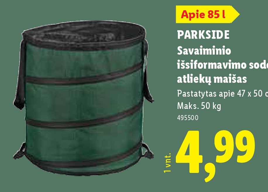 PARKSIDE Savaiminio išsiformavimo sodo atliekų maišas, 85 l