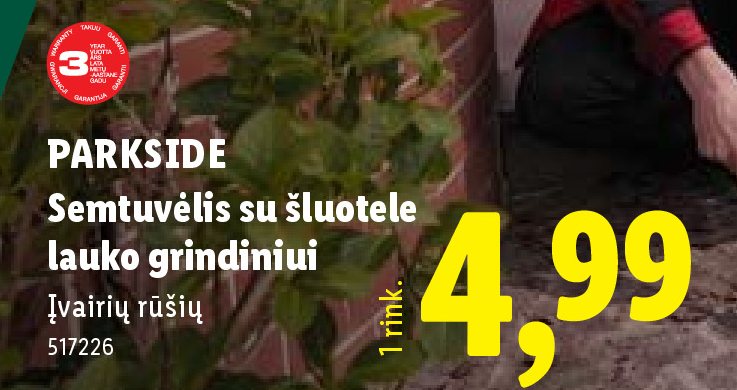 PARKSIDE Semtuvėlis su šluotele lauko grindiniui