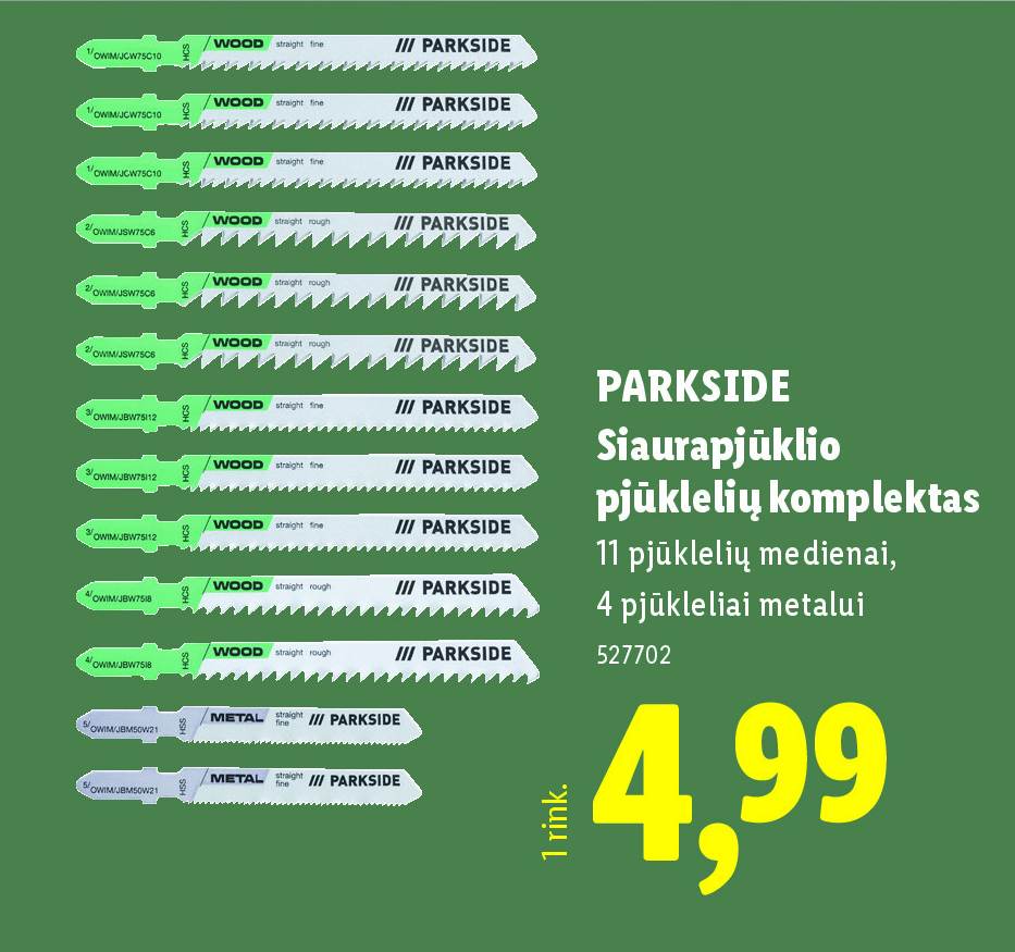 PARKSIDE Siaurapjūklio pjūklelių komplektas, 1 rink.