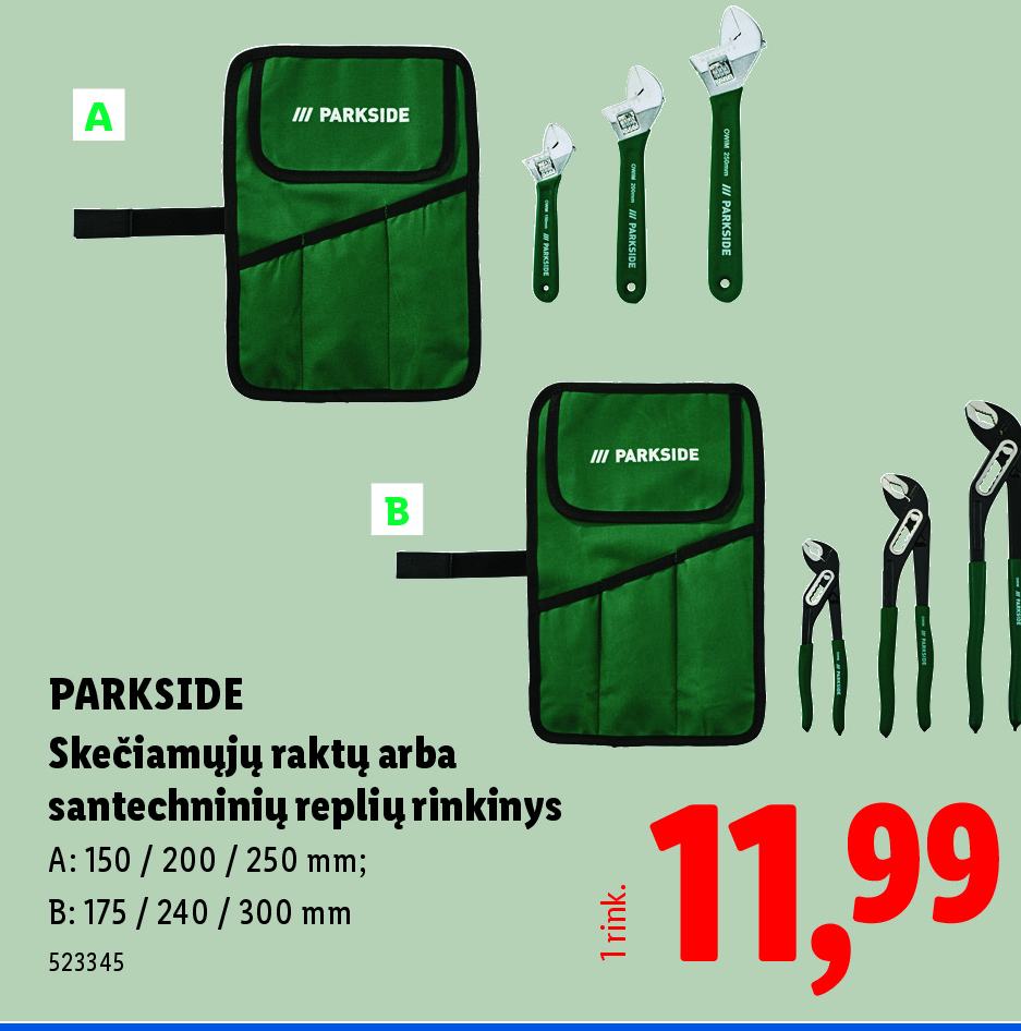 PARKSIDE Skečiamųjų raktų arba santechninių replių rinkinys, 250 mm