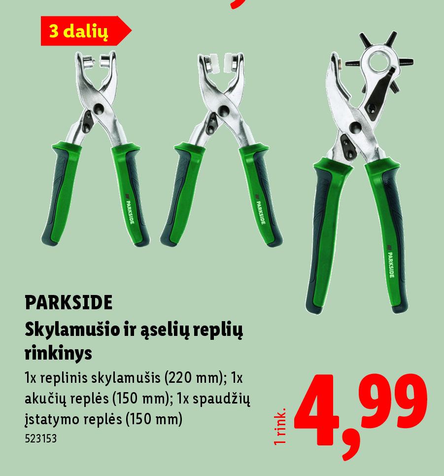 PARKSIDE Skylamušio ir ąselių replių rinkinys, 220 mm