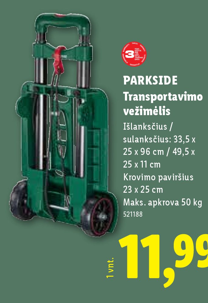 PARKSIDE Transportavimo vežimėlis, 23 x 25 cm