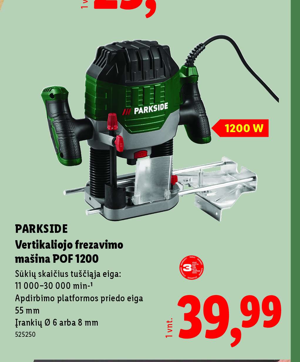 PARKSIDE Vertikaliojo frezavimo mašina POF 1200