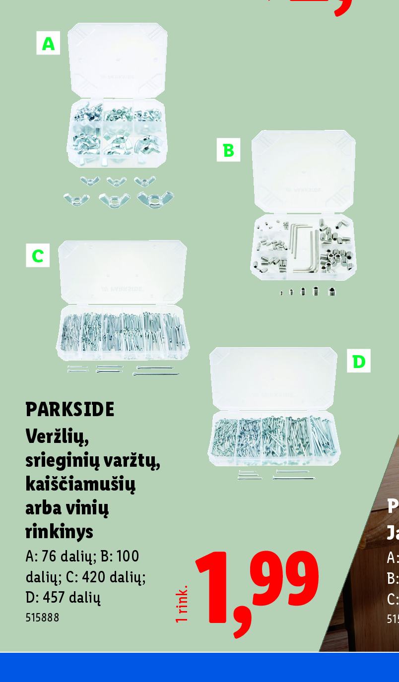 PARKSIDE Veržlių, srieginių varžtų, kaiščiamušių arba vinių rinkinys