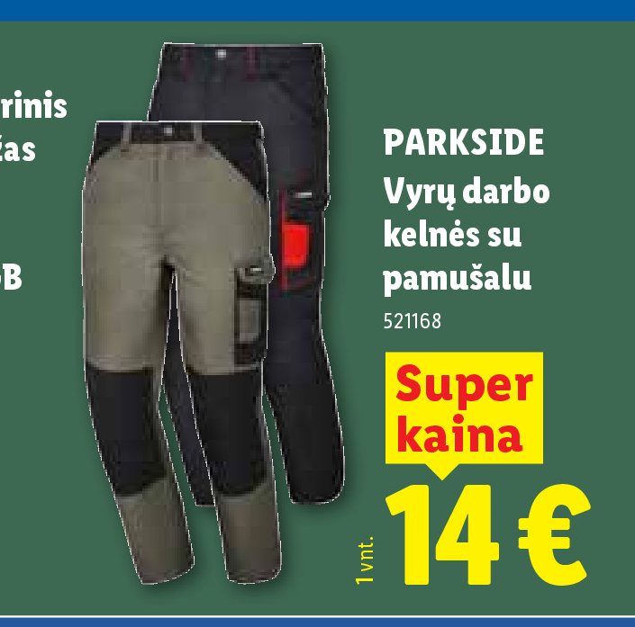 PARKSIDE Vyrų darbo kelnės su pamušalu