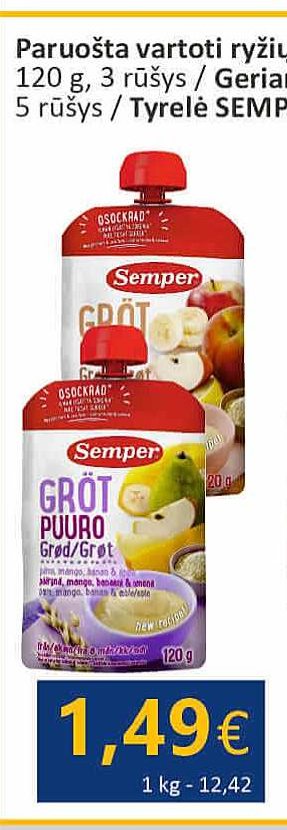 Paruošta vartoti ryžių ir avižų košė SEMPER, 120 g