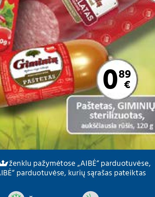 Paštetas, GIMINIŲ, sterilizuotas, 120 g