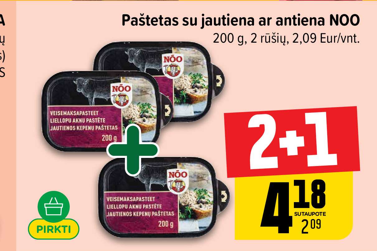 Paštetas su jautiena ar antiena NOO, 200 g