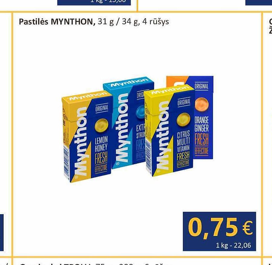 Pastilės MYNTHON, 31 g