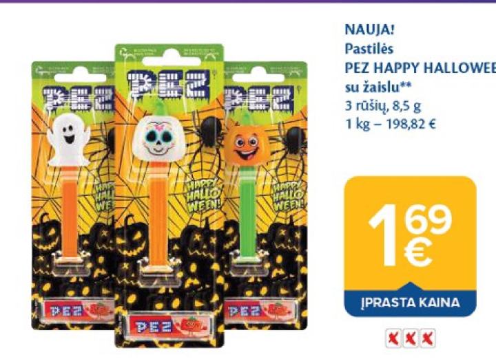 Pastilės PEZ HAPPY HALLOWEEN su žaislu, 8.5 g
