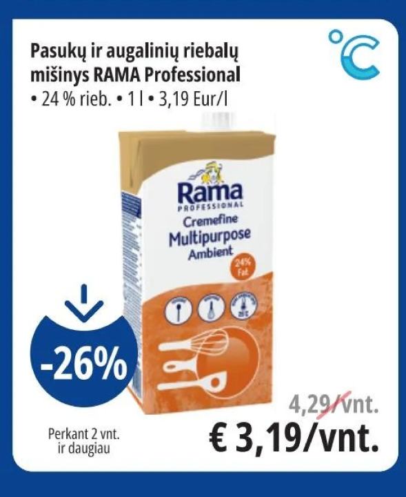Pasukų ir augalinių riebalų mišinys RAMA Professional, 1 l