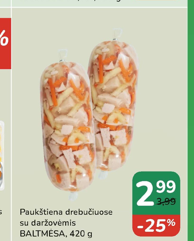 Paukštiena drebučiuose su daržovėmis BALTMĖSA, 420 g