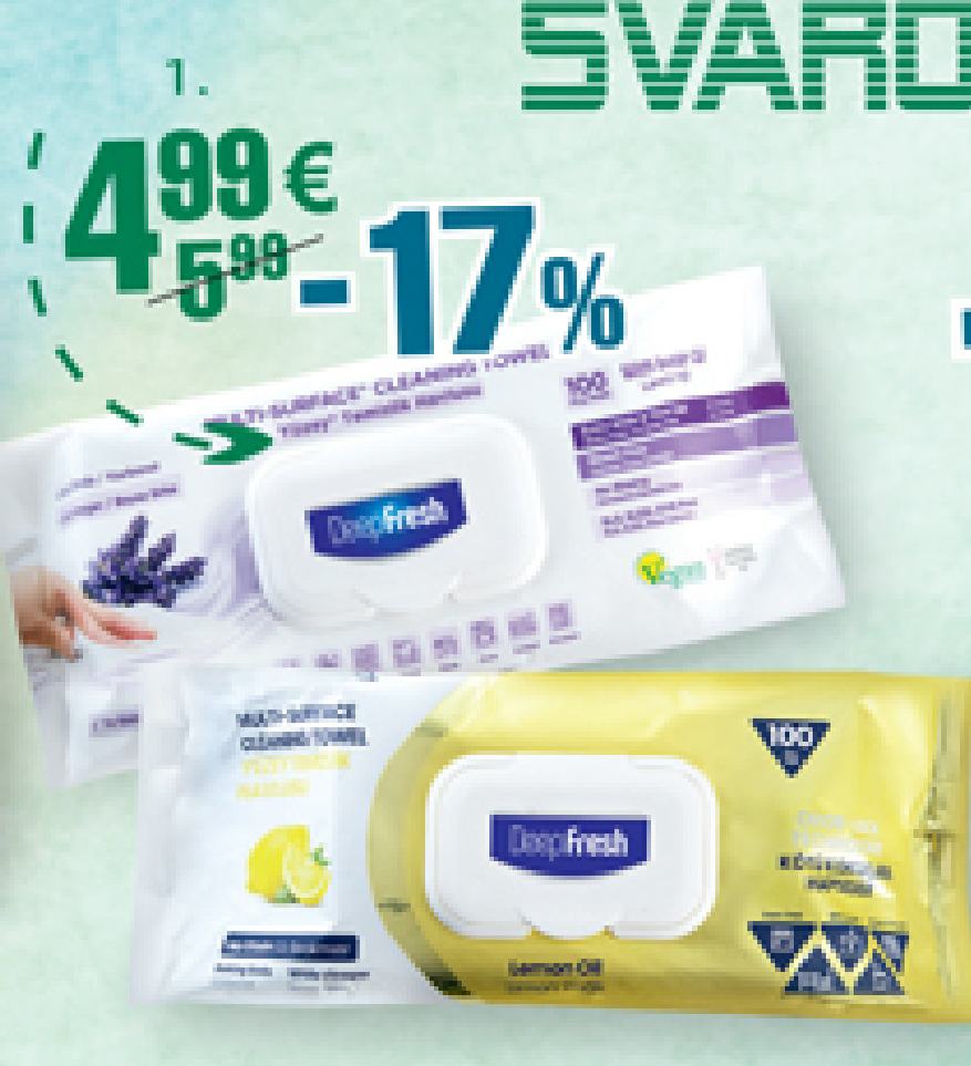 Paviršių valymo drėgnos servetėlės DEEP FRESH, 1 pak.