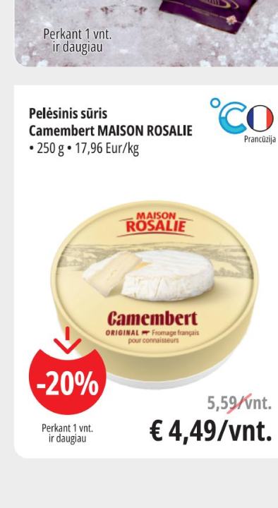 Pelėsinis sūris Camembert MAISON ROSALIE, 250 g