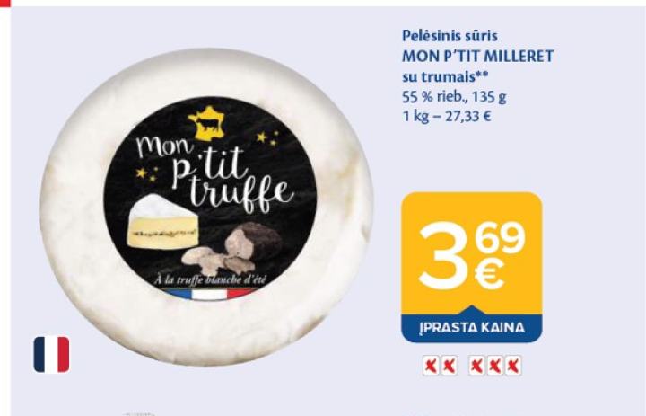 Pelėsinis sūris MON P'TIT MILLERET su trumais, 135 g