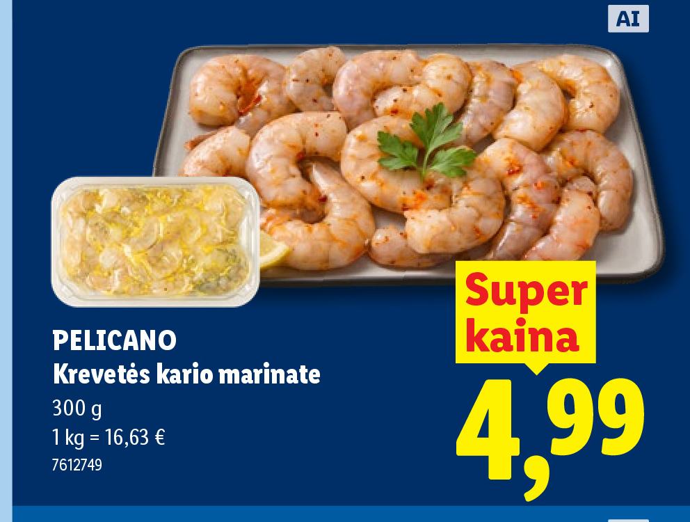 PELICANO Krevetės kario marinate, 300 g