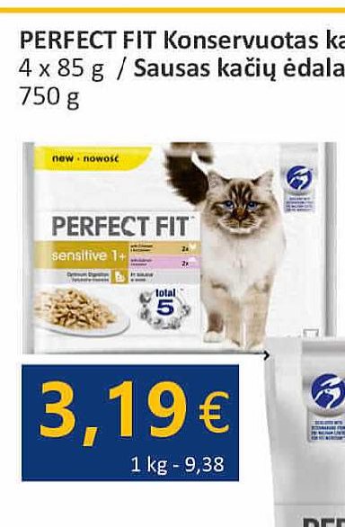 PERFECT FIT Konservuotas kačių ėdalas su vištiena ir lašiša, 4 x 85 g