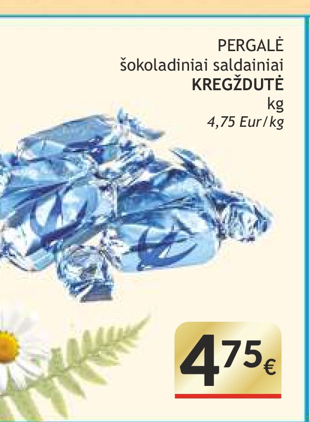 PERGALĖ šokoladiniai saldainiai KREGŽDUTĖ