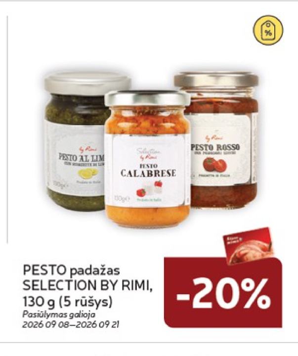 PESTO padažas SELECTION BY RIMI, 130 g