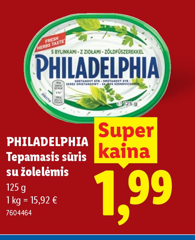 PHILADELPHIA Tepamasis sūris su žolelėmis, 125 g
